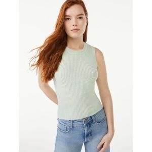 Free Assembly Women's Ribbed Cotton Sweater Tank Top Size Medium in Pastel Green
